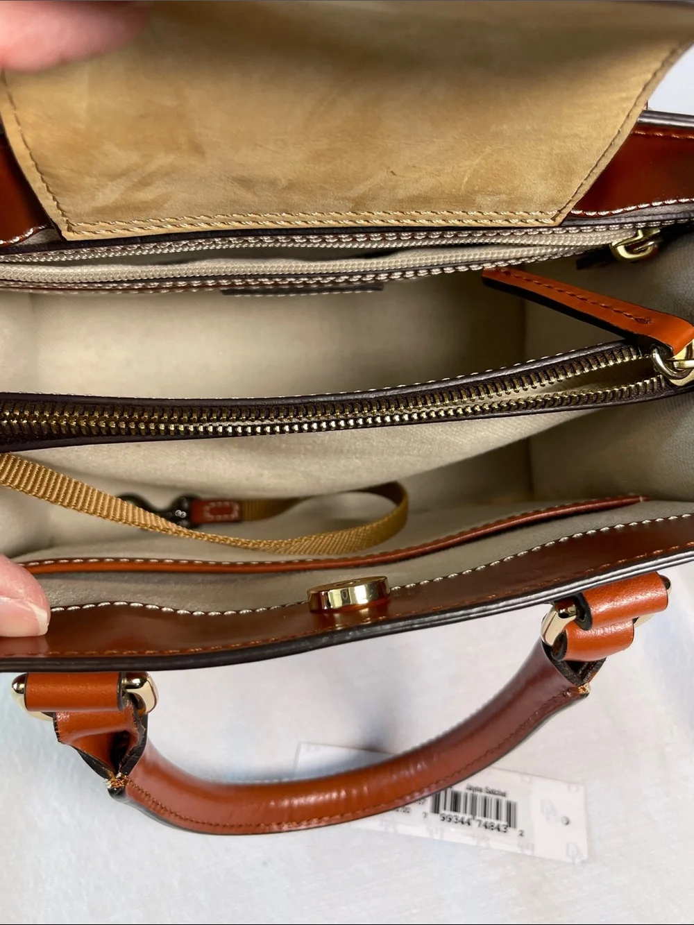 Dooney & Bourke Selleria Jayne Satchel Tan Leather Crossbody BSELL1623